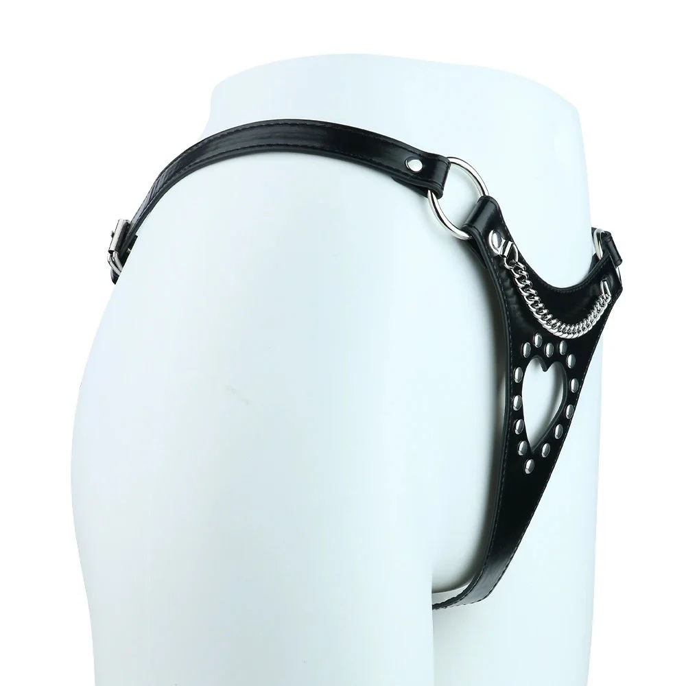 Women's BDSM-style Thong Underwear an Interactive Body Restraint Product Designed for Leather Enthusiasts. 18+ Adult Lingerie
