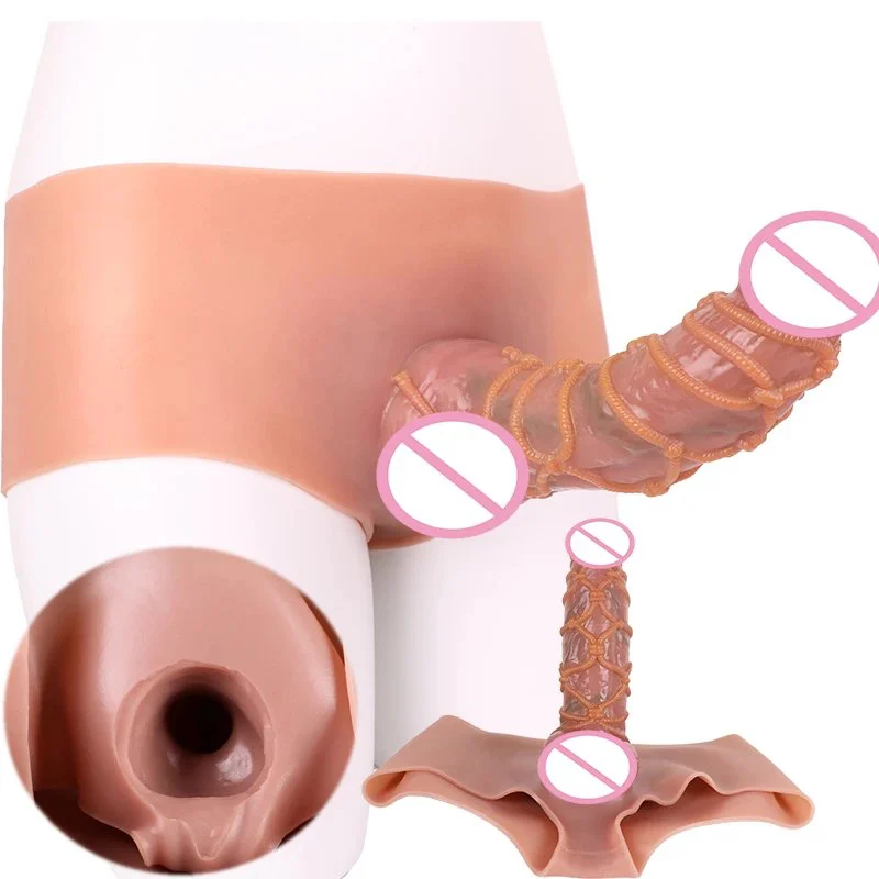 Realistic Hollow Strap on Dildo Silicone Penis Sleeve Pants Wearable Dildo for Men Extender Enlargement Adult Sex Toys