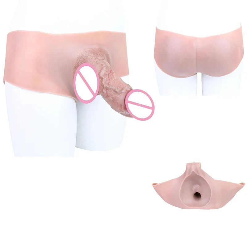 Realistic Hollow Strap-On Dildo Silicone Wearable Dildos Panties Cock Enlarger Sex Toy Reusable Penis Sleeve for Man &lesbian