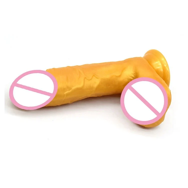 Silicone Simulation Penis Female Masturbation Device Couple Sex Toys Manual Massage Sex Toy Gold Color Dildo