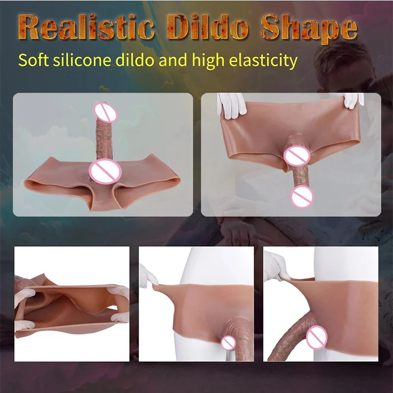 Boxer Briefs with Dildo Penis Sleeve Strap on Dildo Wearing Pants Pull Pants Simulation Penis Enlarger Extender for Men