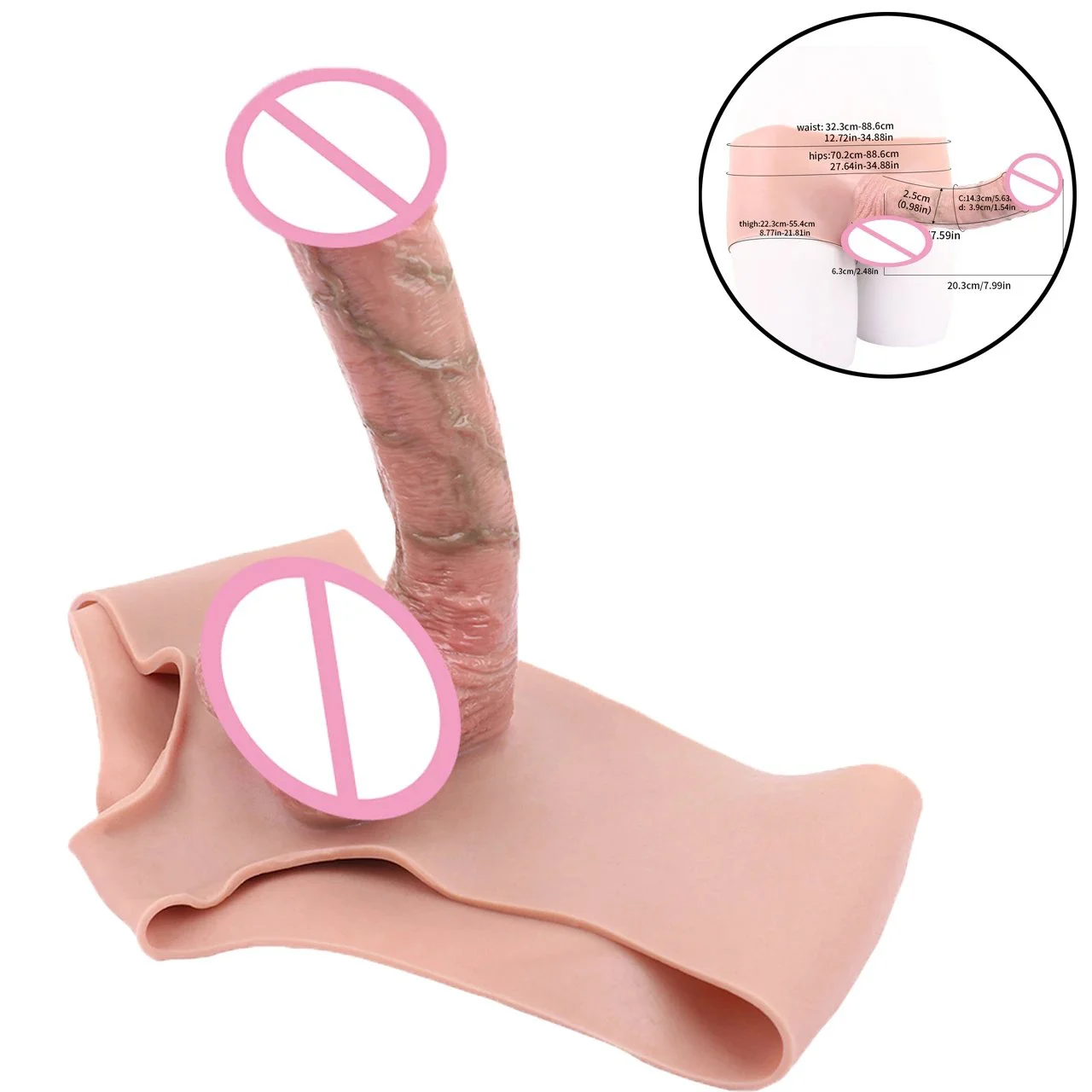 Realistic Extended Penis Panties with Real Skin Soft Feeling Boxer Briefs Sexy Cock Panties for Male Enlargement