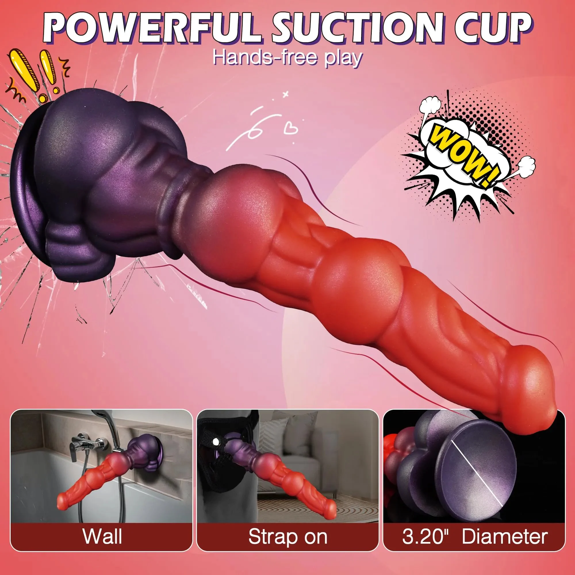 Monster Animal Thick Fantasy Alien Dog Knotted Dildo with Suction Cup Big Silicone Anal Plug for G-Spot Soft for Women and Men
