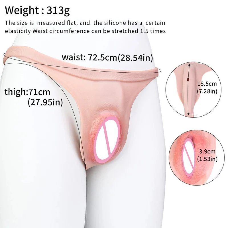 Medical-grade Silicone Female-simulated Vaginal Wearable Thong Panties Suitable As Role-play Toys for Asexual Individuals