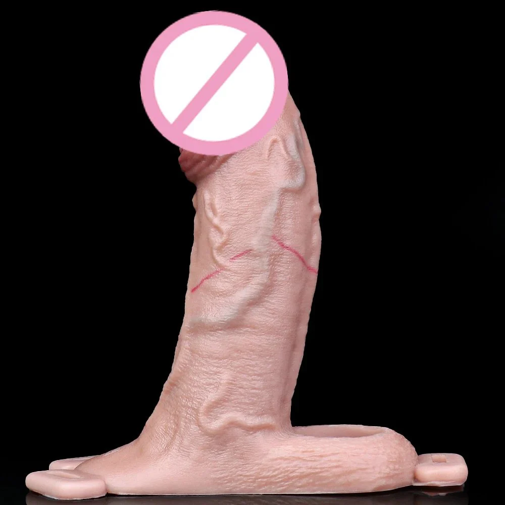 Realistic Strap-On Dildo Extender Soft Silicone Wearable Toy for Couples & Transgender Use