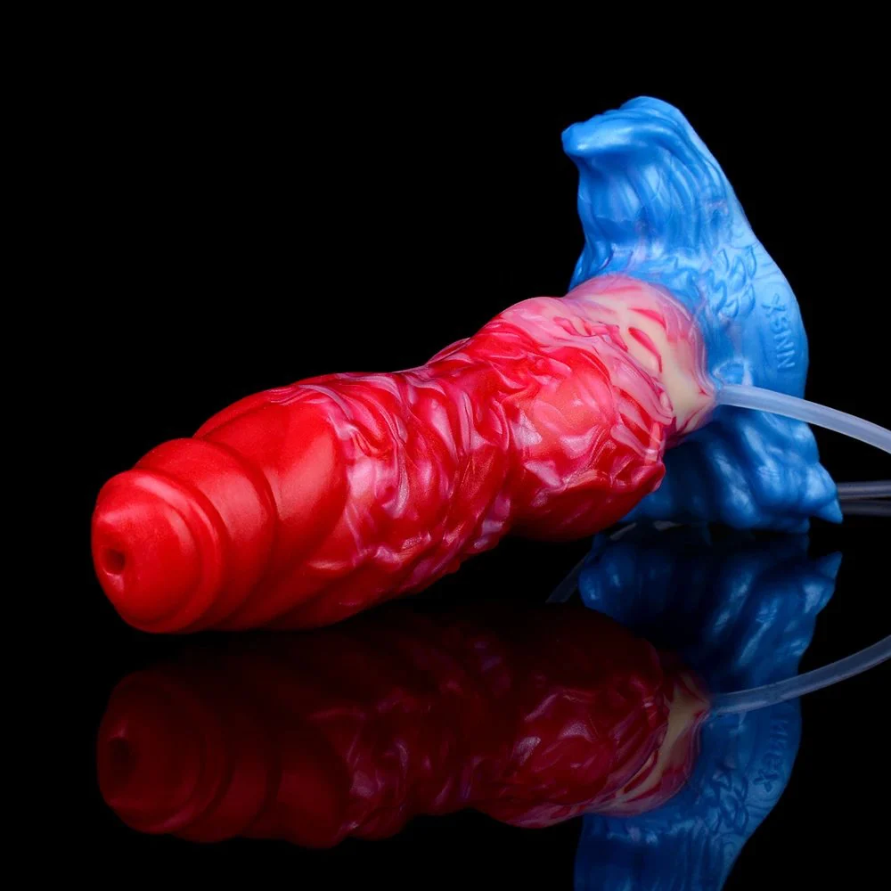 New Style Flame Color Inflatable Squirting Dildos with Suction Cup Air Bags for Women Men Gay Anal Games