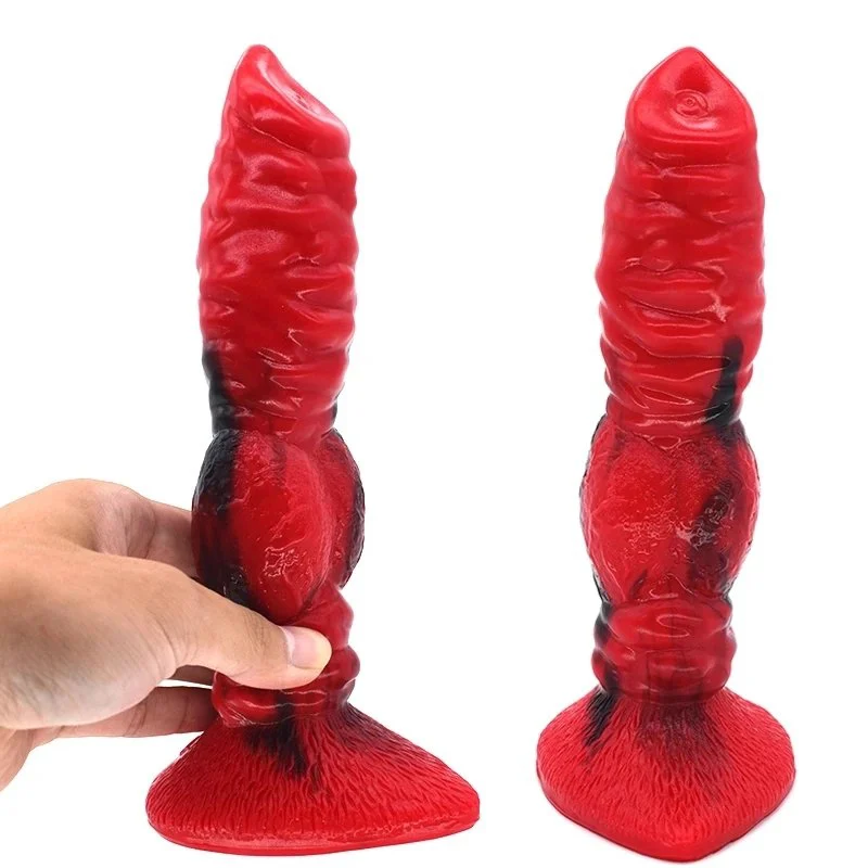 Soft Flexible Sex Male Dildos Animal Artificial Dildo Huge Dog Dildo Silicone Ribbed Anal Plug with Strings for Unisex