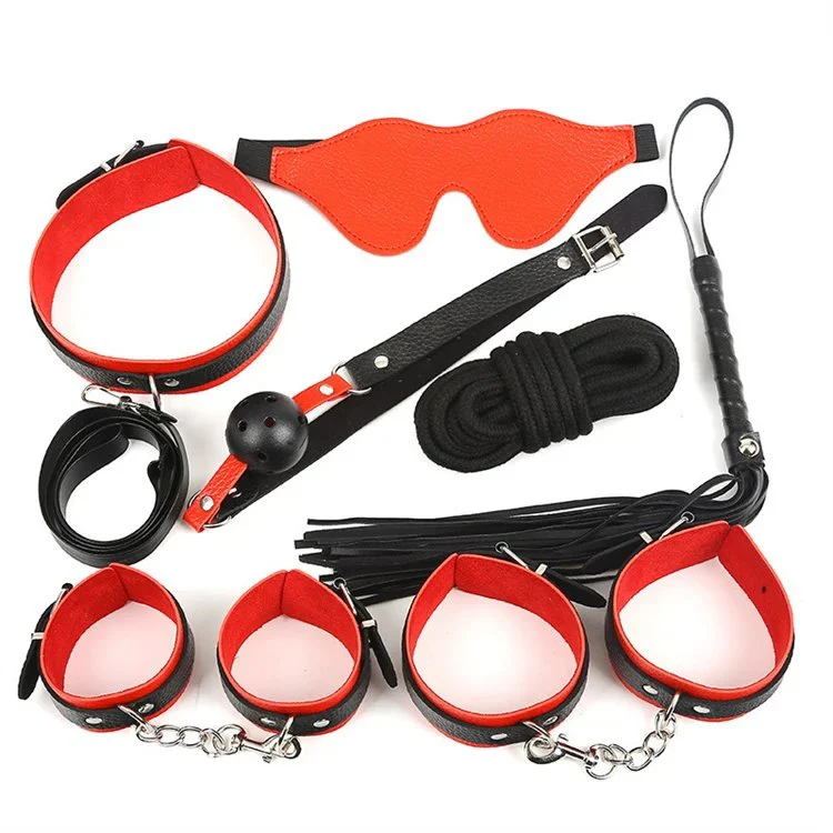 Leather Whip Slave Bondage Set 7pcs Ball Gag Handcuffs Sex Toys Cheap Bondage Kit