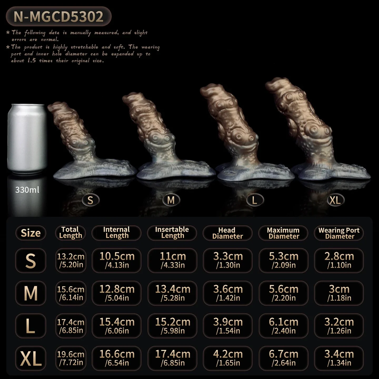 Mocha XXL Wearable Sleeve for Men, Soft Medical Silicone, Realistic Feel & Enhanced Experience