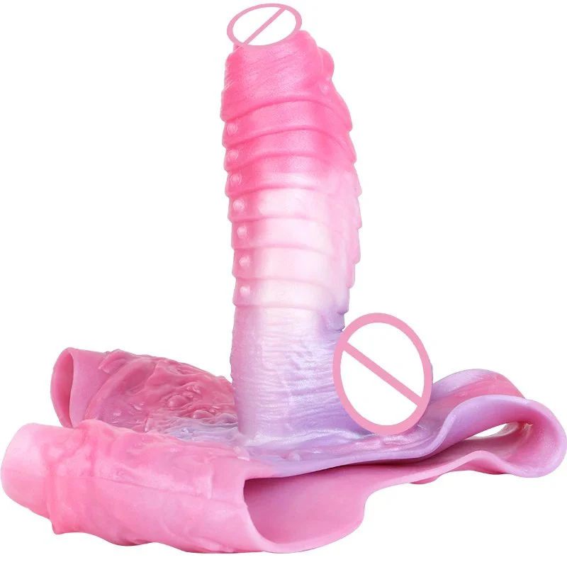 Series Male Wearable Penis Extender Dream-Colored Hollow Silicone Leather Pants Sex Toy for Men