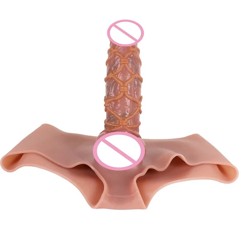Realistic Hollow Strap on Dildo Silicone Penis Sleeve Pants Wearable Dildo for Men Extender Enlargement Adult Sex Toys
