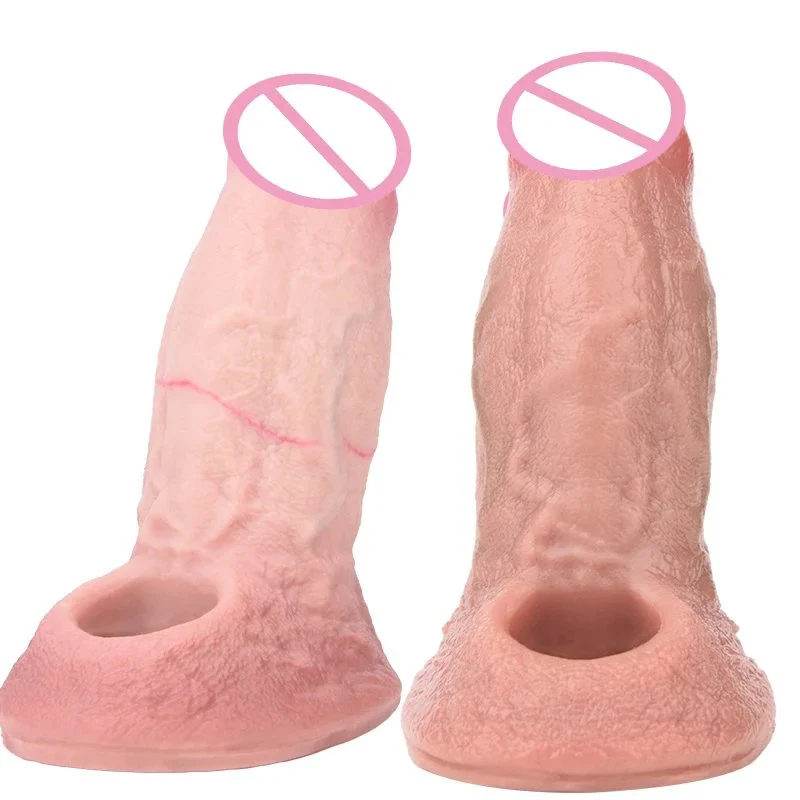 Silicone Open-ended Penis Sleeve Cock Enlagers Reusable Lifelike Penis Enlargement Thickening Sex Toys for Men