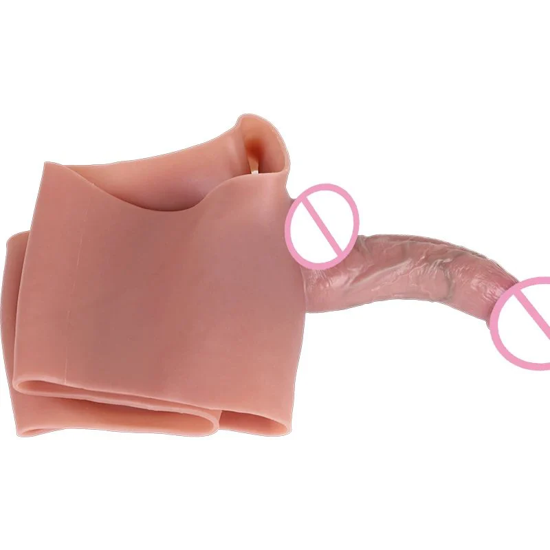 Silicone Penis Sleeve Pants With Curved Hollow Dildo Sex Toy for Men Penis Extension Hollow Sleeve Strap on Dildo for Man