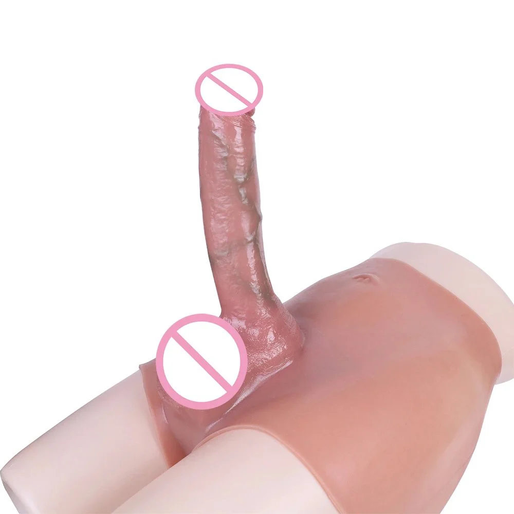 Silicone Skin Touch Simulated Hollow Penis Pants Penis Sleeve Penis Extension Pants Men Lesbian Wearable Adult Sex Products