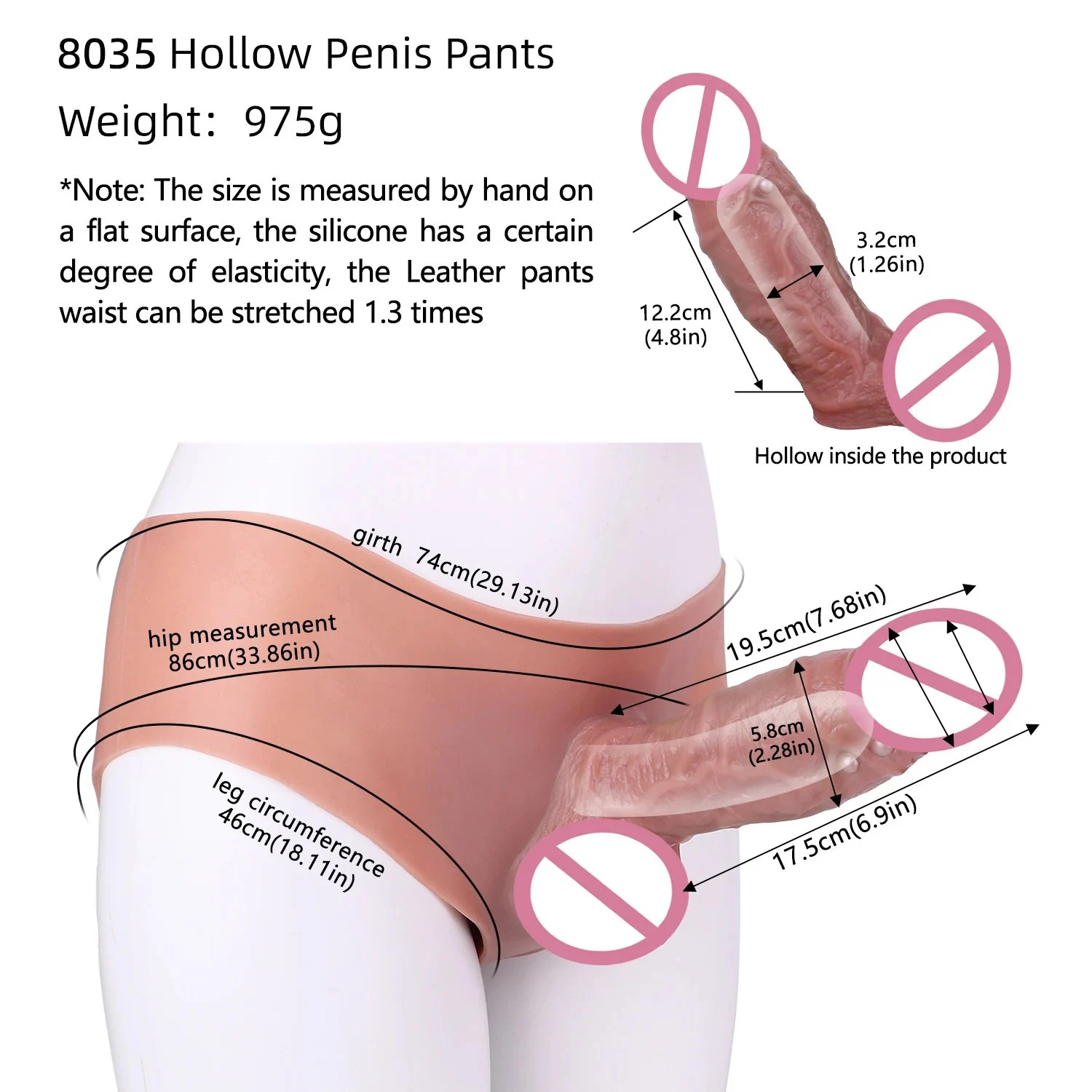 Male Wearable Dildo Leather Pants Safe Silicone Material Hollow Design Effective Penis Enlargement