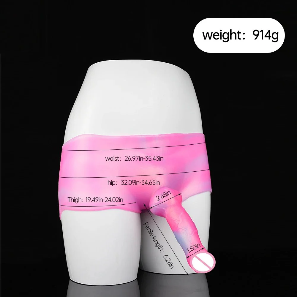 Silicone Pants with Fantasy Dildo Multi-color Strap Penis Anal Plug Stretchable Sex Toys for Women Masturbating