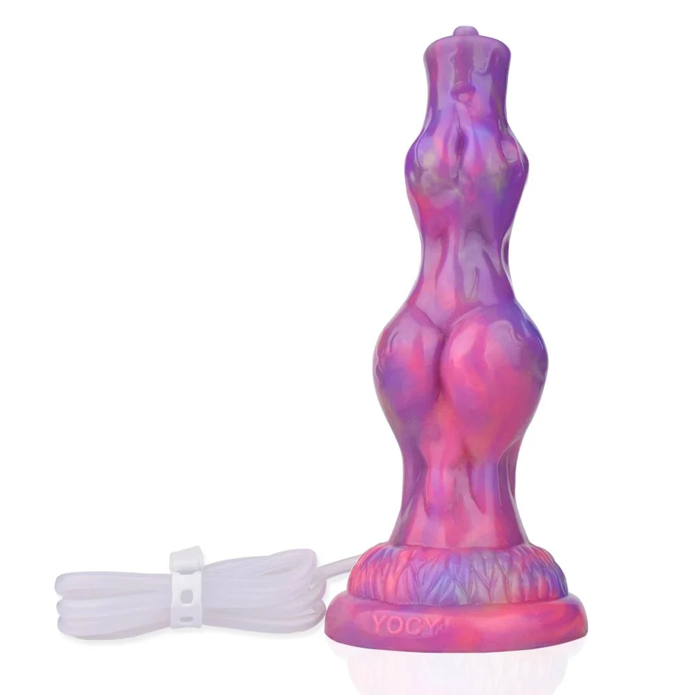 Squirting Ejaculating Luminous Animal Wolf Knot Dildo Anal Plug Soft Sex Toys for Woman