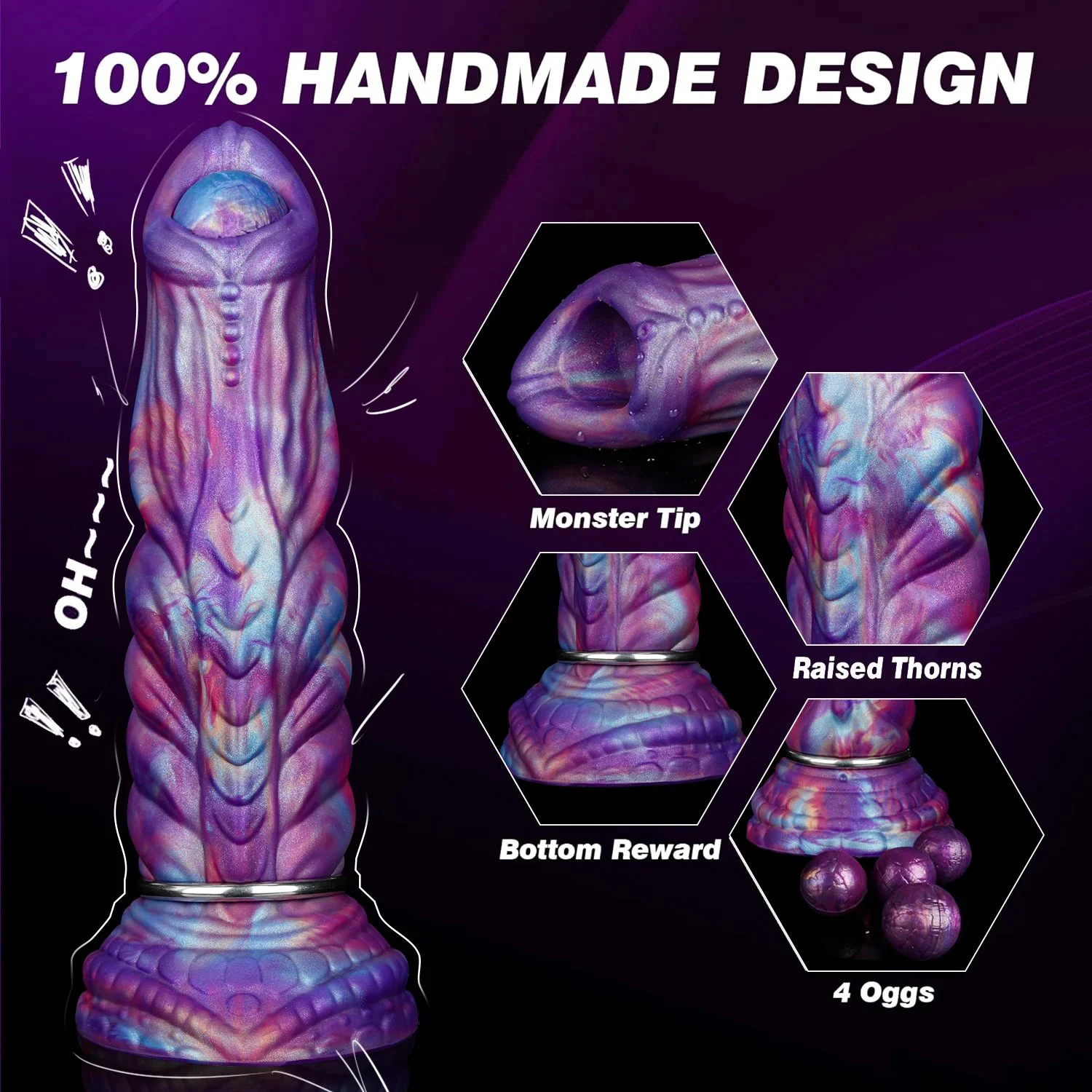 Monster Ovipositor Dildo with 4 Eggs Liquid Silicone Waterproof Inflatable Pump Fantasy Horse Knot Dragon Sex Toy Suction Cup