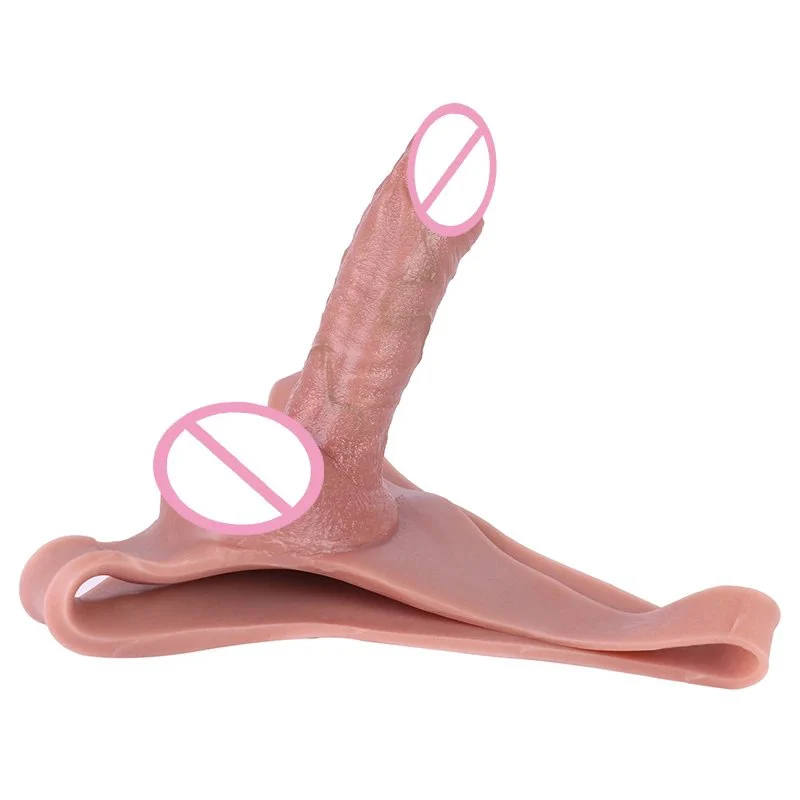 Silicone Strap on Dildo Hollow Extender for Men Delay Ejaculation Reusable Wearable Condom for Couple Strap on Penis Sleeve