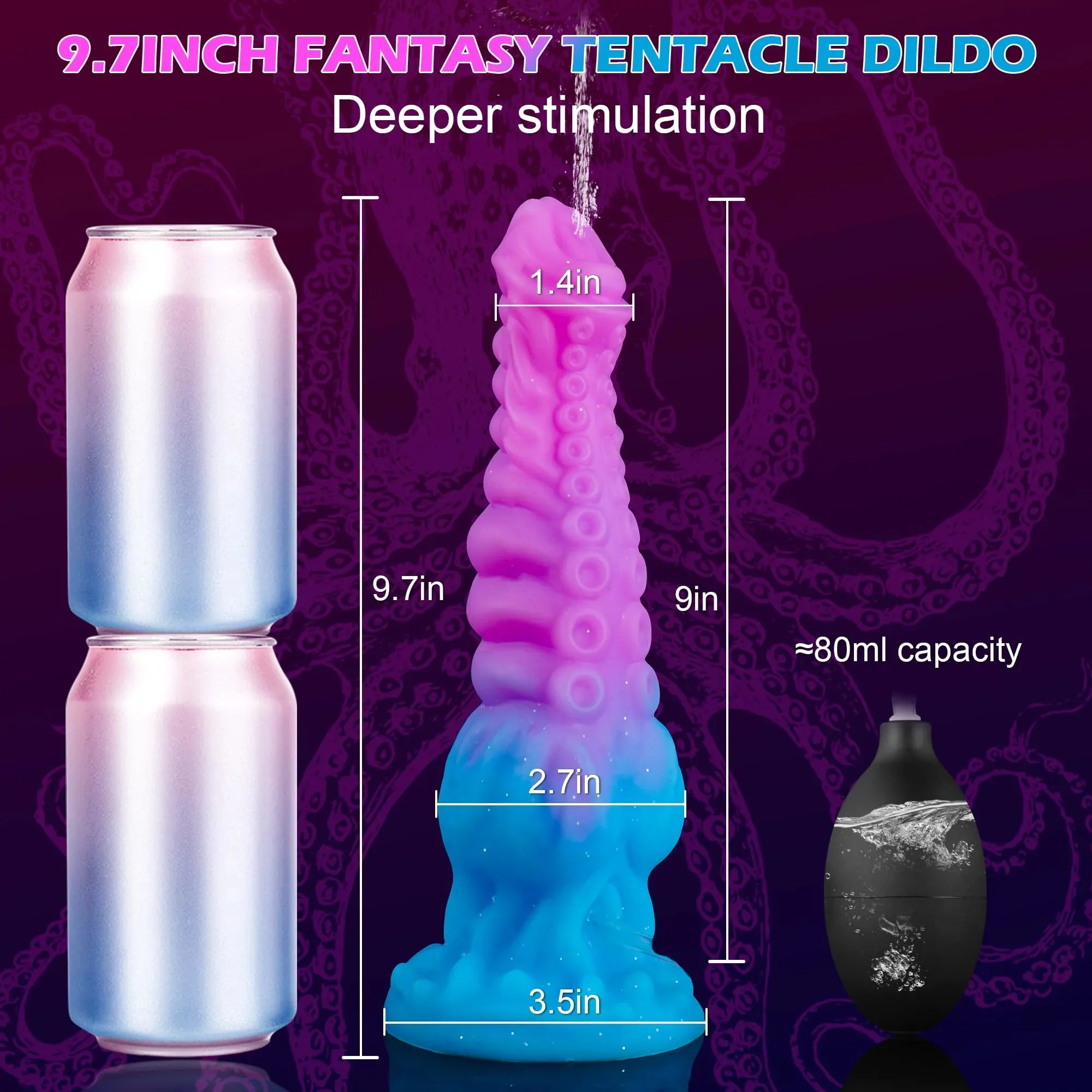 Monster Dragon Dildo Squirting Knotted Ejaculating Anal Silicone Waterproof Soft Adult Sex Toy with Water-Spraying