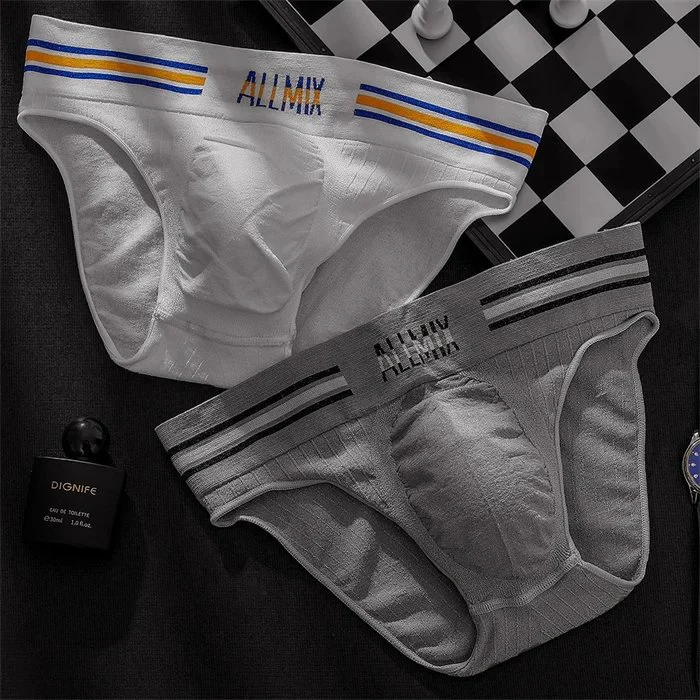 Men's Seamless Winter Boxer Briefs With Pouch Bag Colorful Waistband Underwear