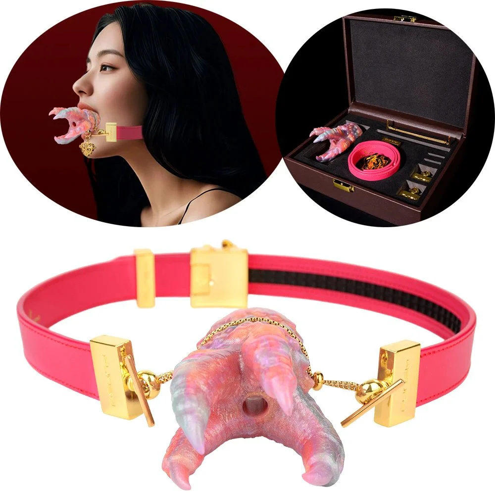 Soft Silicone Mouth Gag with Nature Style Design Four Variants, Adjustable Adult Accessory for Role Play Use