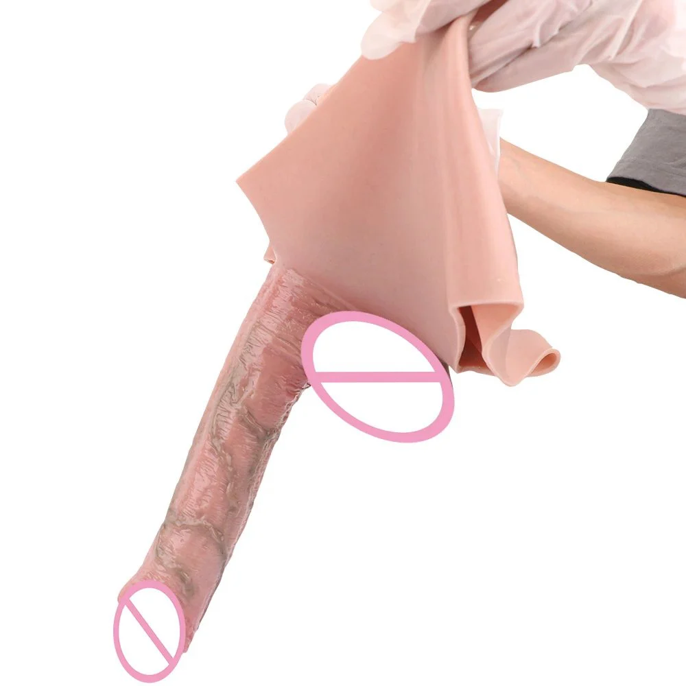 Elastic Liquid Silicone Wearable Hollow Penis Panties Realistic Dildo Strap on Dildo Adult Sex Toy for Men Women Hollow Sleeve