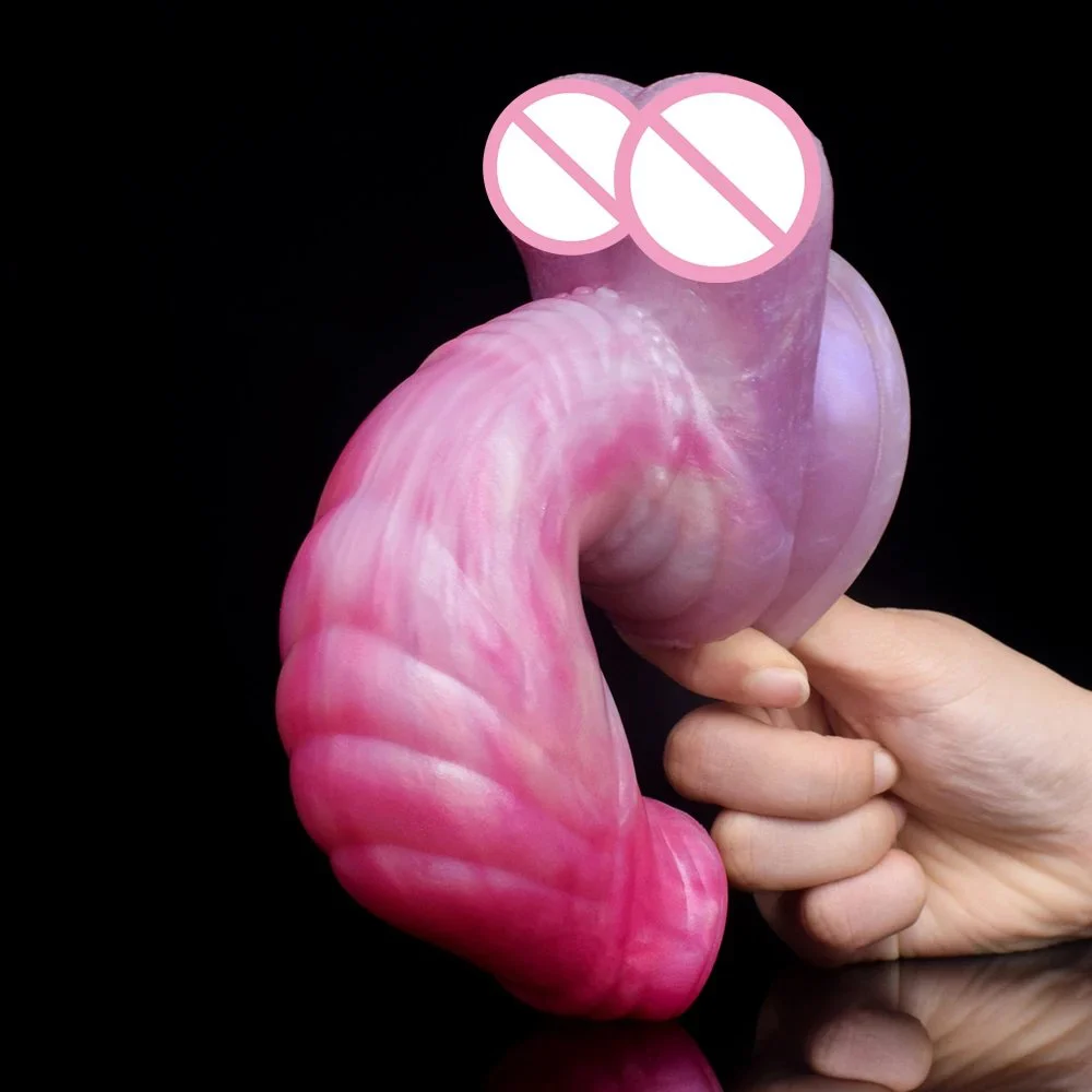 New Color Peach Witch Thick Big Dildo With Testicles Artificia Dildo Animal Dildo for Women