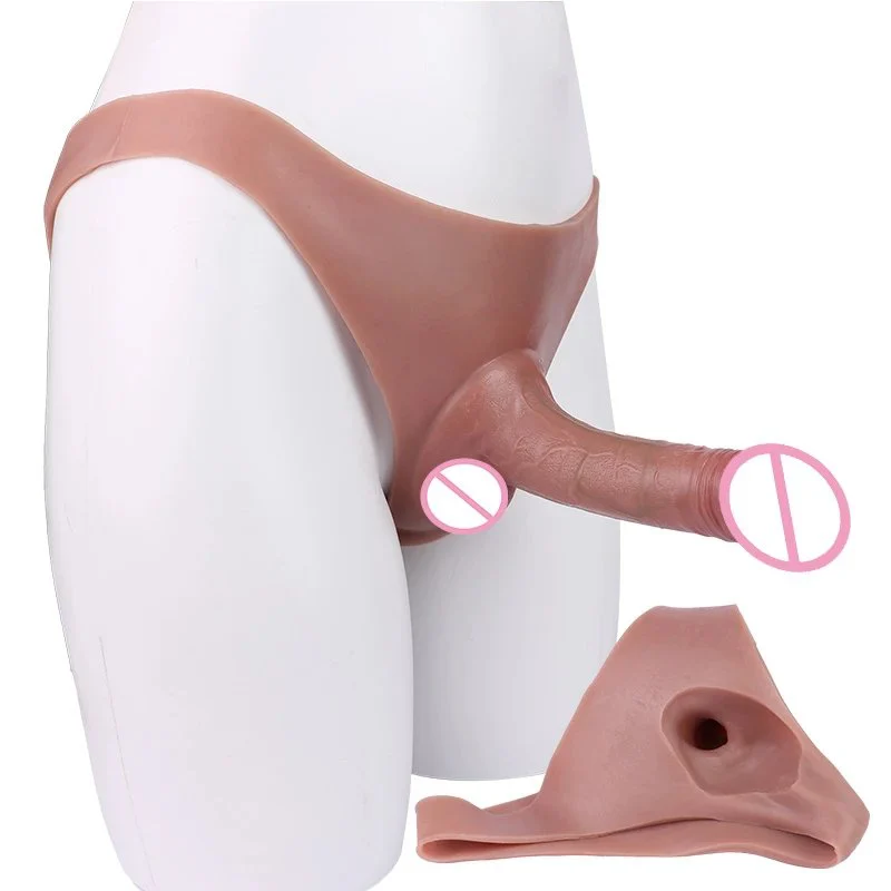 Strap on Ultra Dildo Penis Extend&Enlarge Sleeve Pants Silicone Wearable Hollow Dildo Panties Anal G-Spot Play Sex Toy Men