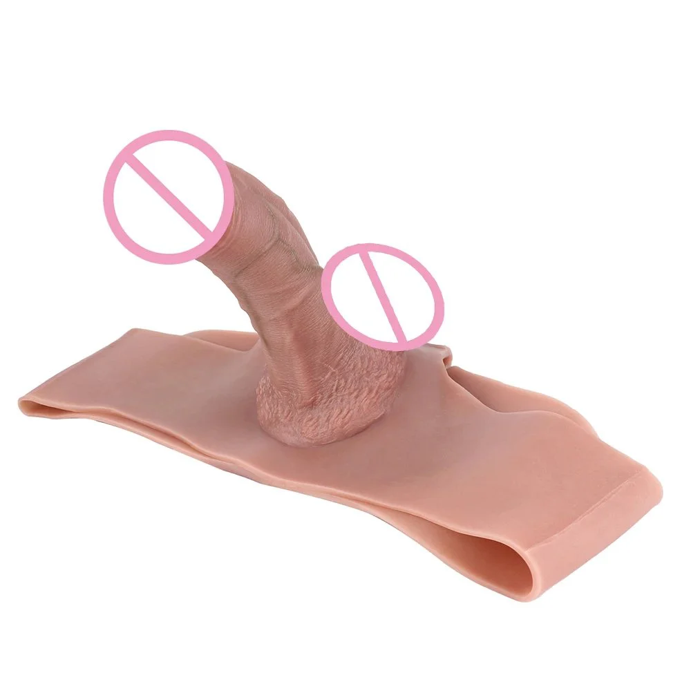 Wearable Hollow Realistic Dildo Extender with Silicone Mid-Waist Strap-On Pants for Men Adult Toy