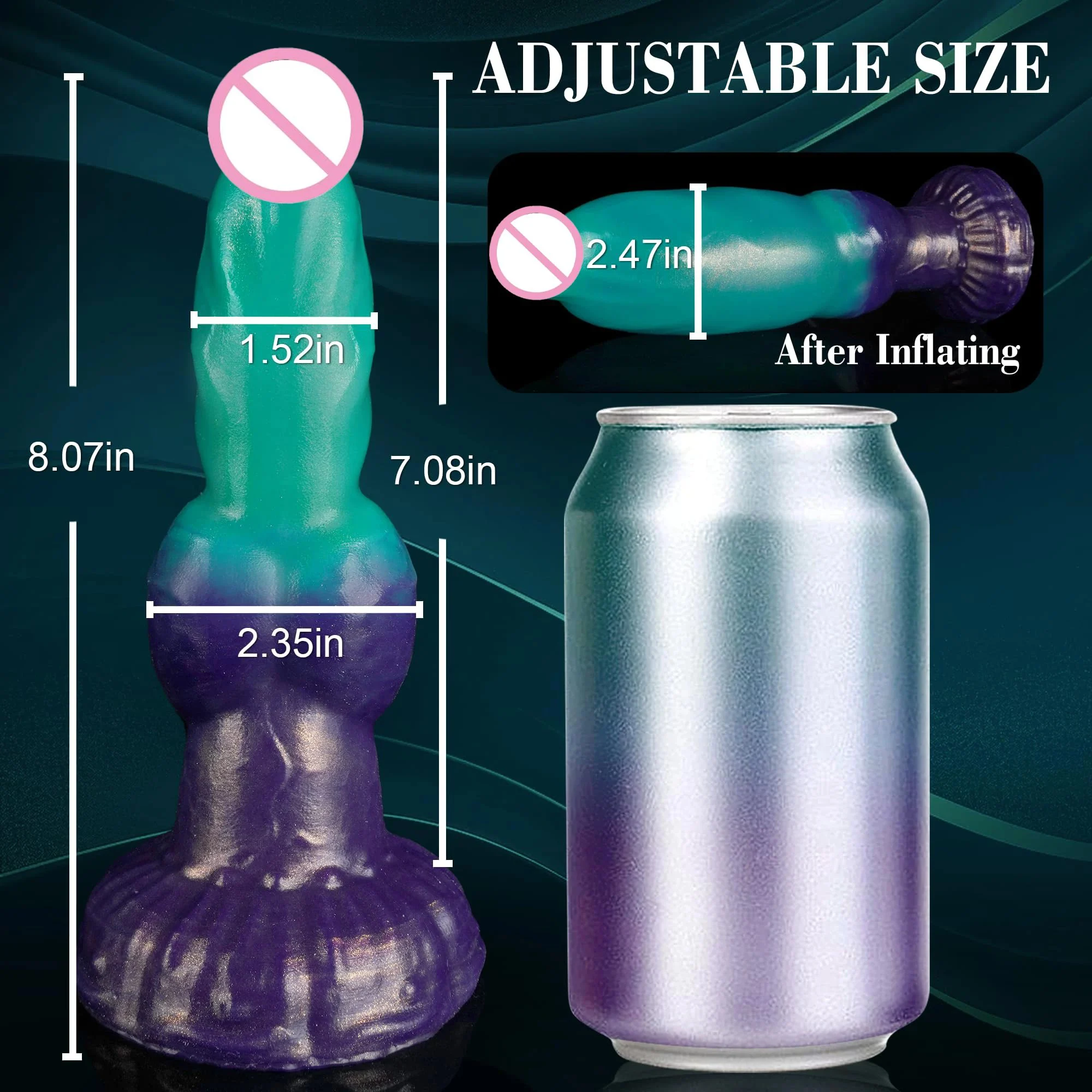 Monster Squirting Fantasy Dog Dildo with 2 Big Knots & Suction Cup Huge Silicone Anal Dildo for Men and Women
