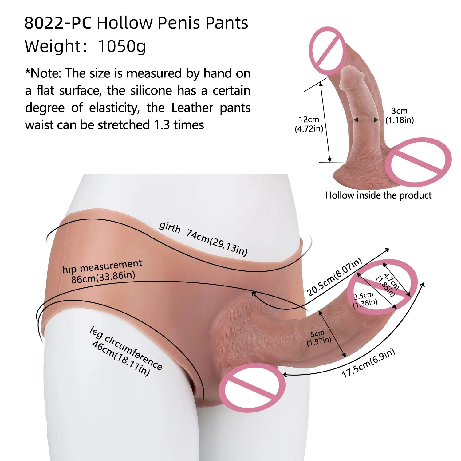 Adult Male Extender Enlarger Penis Sleeve Pants Sex Toy for Men Delay Ejaculation Reusable Strap on Dildo Condom for Couple
