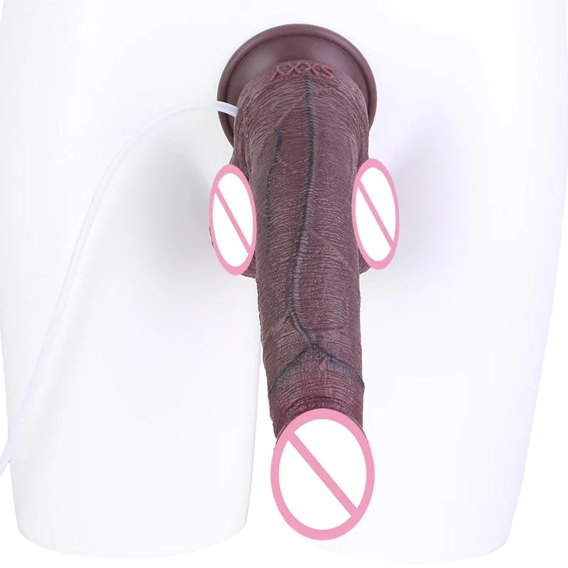 Simulated Suction Cup Squirting Penis with Air Pump and Syringe Medical-Grade Silicone for Enhanced Sensory Experience Sex Toy