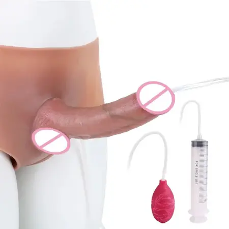 New Spray Dildo Leather Pants Set for Adult Erotic Toys, Soft Silicone Material Three with Optional Leather Pants