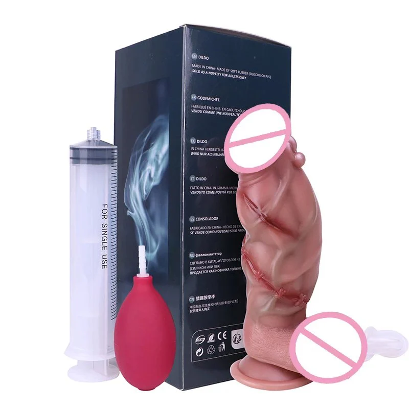 Squirting Realistic Dildo With Wounded Design Silicone Ejaculating Penis Sex Toys for Women Masturbator G Spot Dildo Anal
