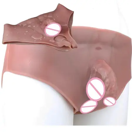 Packers Realistic Solid Dildo Panty Abdominal Muscle Modeling Open Crotch Penis Wearable Panties for Lesbian