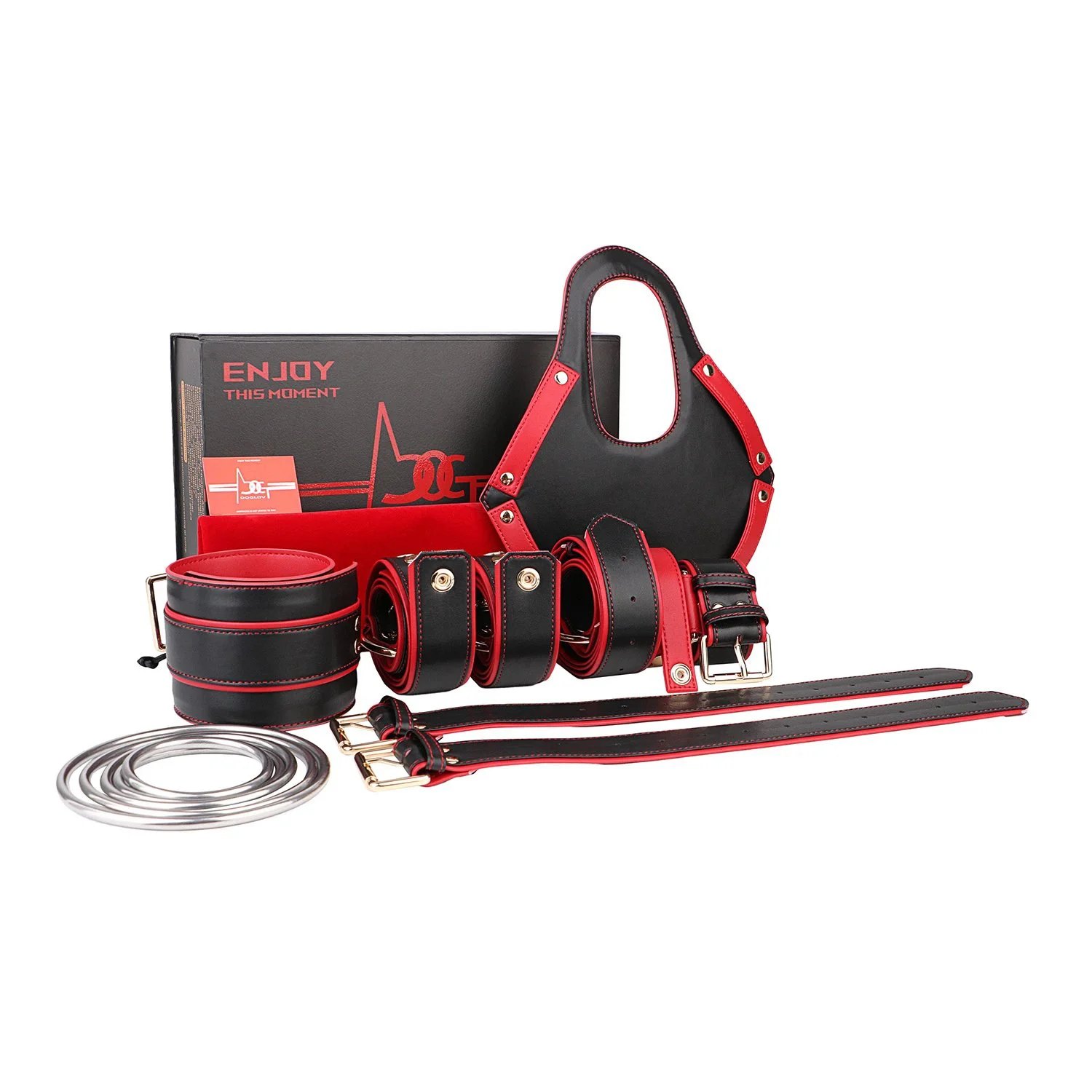 Strap on Dildo Harness Sex Toys for Pegging, Wearable Strapon Harness Lesbian Toy with Collar Thigh Cuffs BDSM Restraints