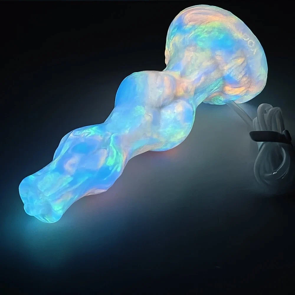 Squirting Ejaculating Luminous Animal Wolf Knot Dildo Anal Plug Soft Sex Toys for Woman