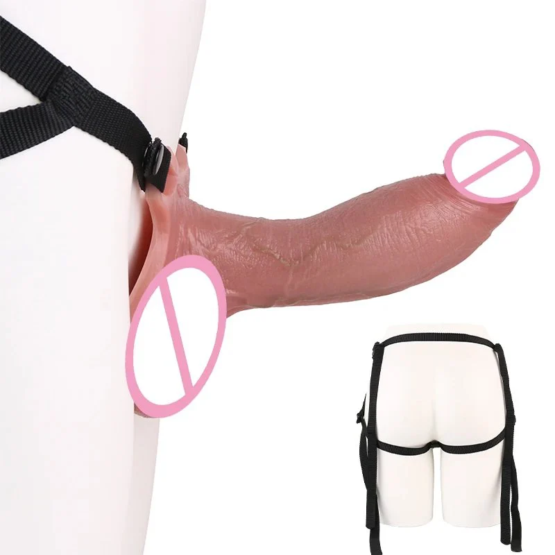 Hollow Insertable Male Penis Extender Silicone Penis Sleeve Realistic Experience Bondage Restraint Rope Wearable Design