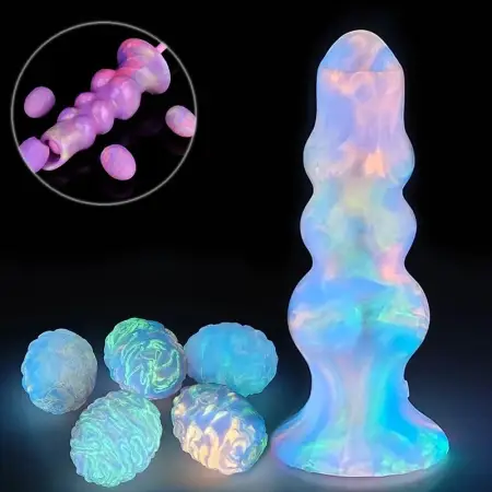Ovipositor Dildo With Silicone Eggs Knotted Wolf Dildo Glow in the Dark Alien Ovipositor Dildo