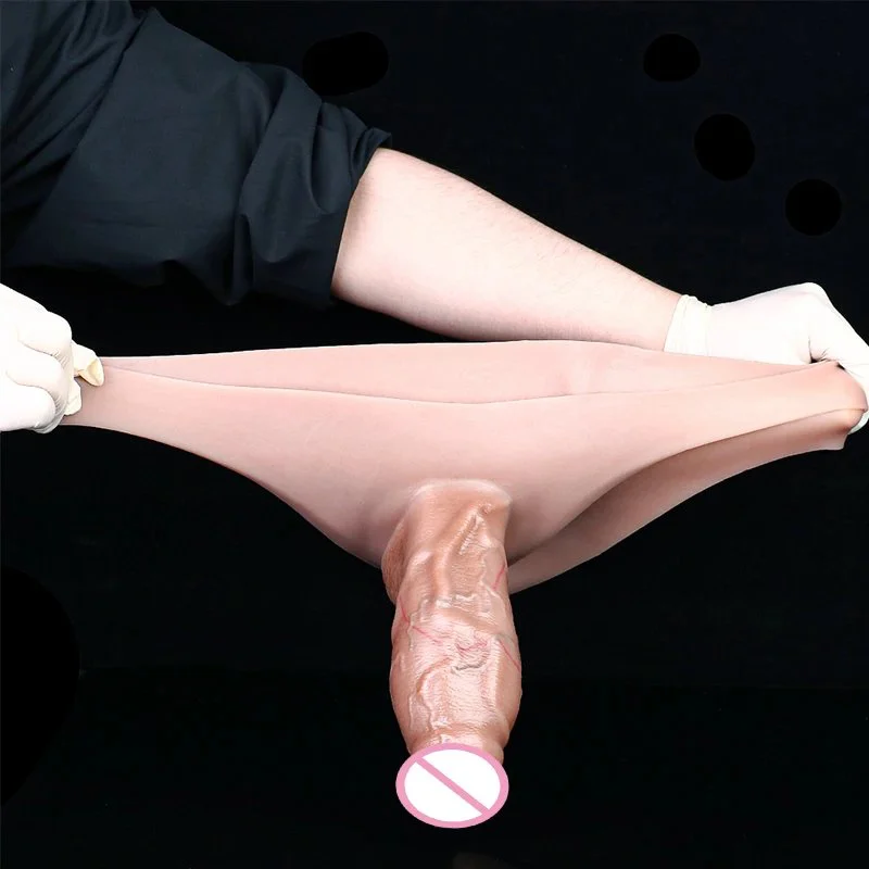 Hollow Dildo Pants Silicone Male Strapon Dildo Extender Skin Feeling Penis Sleeve for Men Delay Ejaculation Soft Couple Sex