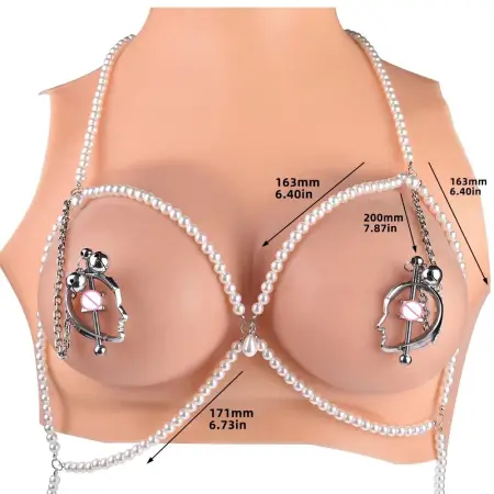 Women Using Nipple Clamps Metal Breast Clip Heavy Nipple Stimulator Women Beginner Breast Sex Toys with Leather Pearl Chain