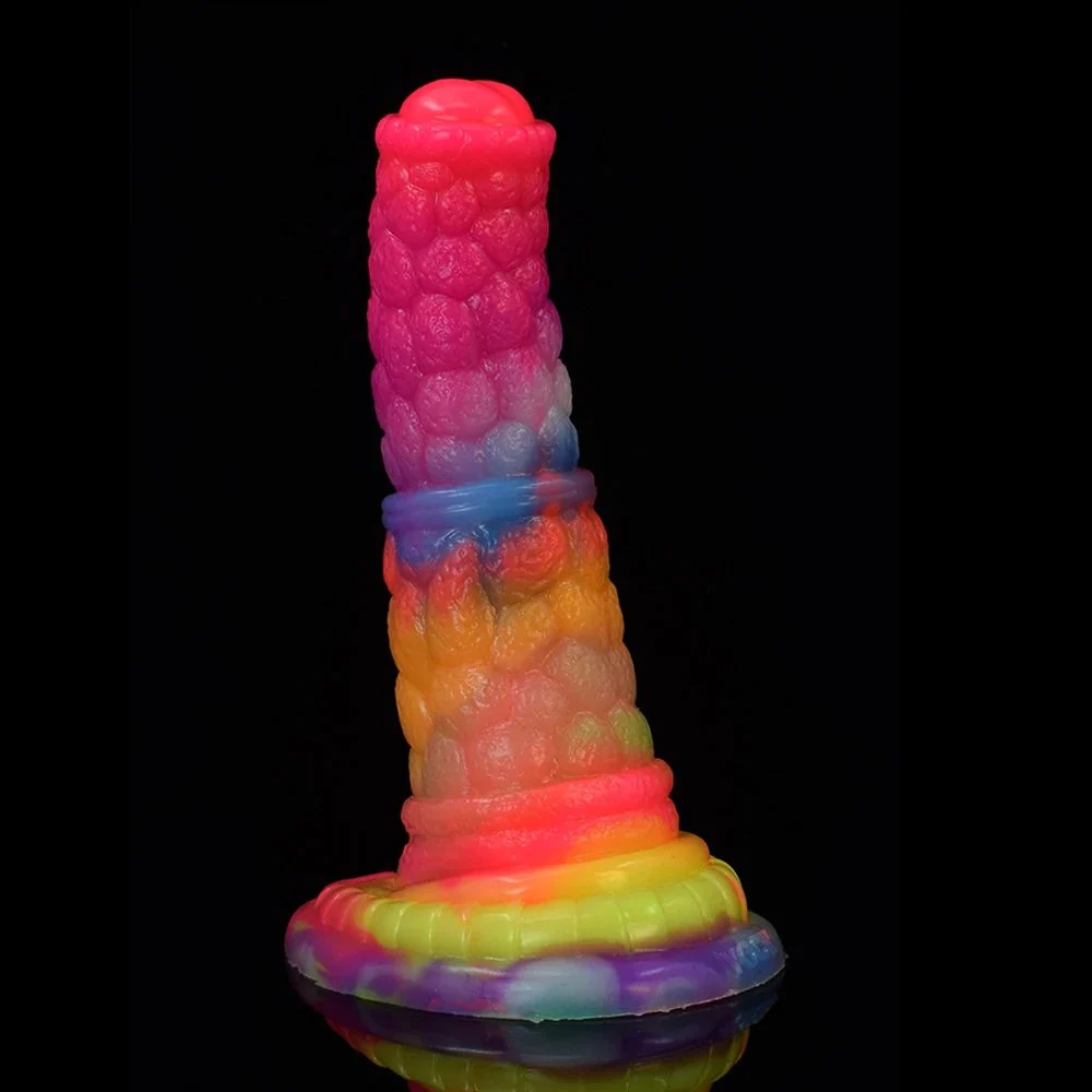 Newest Design Rainbow Fantasy Artificial Silicone Sex Toys Glow in the Dark Dildo for Women With Thirteen Colors