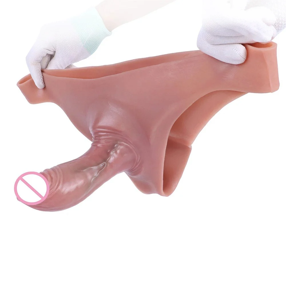 Silicone Skin Touch Simulated Hollow Penis Pants Penis Extension Pants Men Penis Sleeve Lesbian Wearable Sex Adult Products