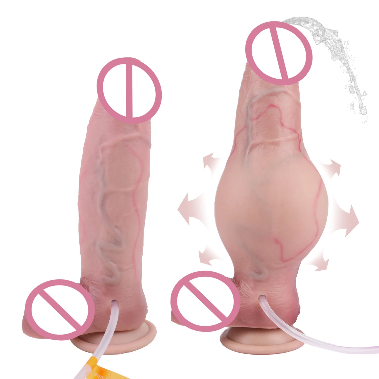 New Inflatable Ejaculating Dildo Adult Sex Toys with Simulated Skin Experience Liquid Silicone Malleable Squirting Dildo