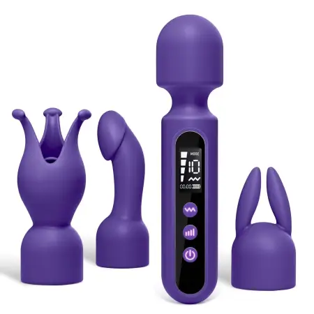 10 Frequency LED Display AV Massage Vibrator Replaceable Silicone Heads Adult Sex Toys for Women
