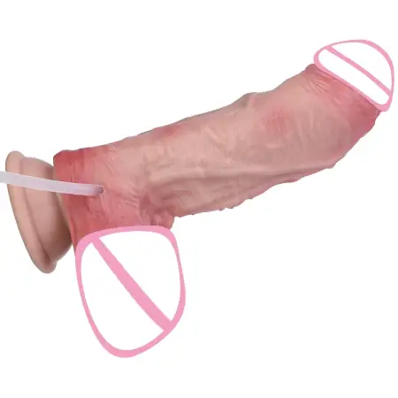 Oversized Double-Layer Silicone Spray-On Penis with Suction Cup for Women's Realistic Sensation Toy