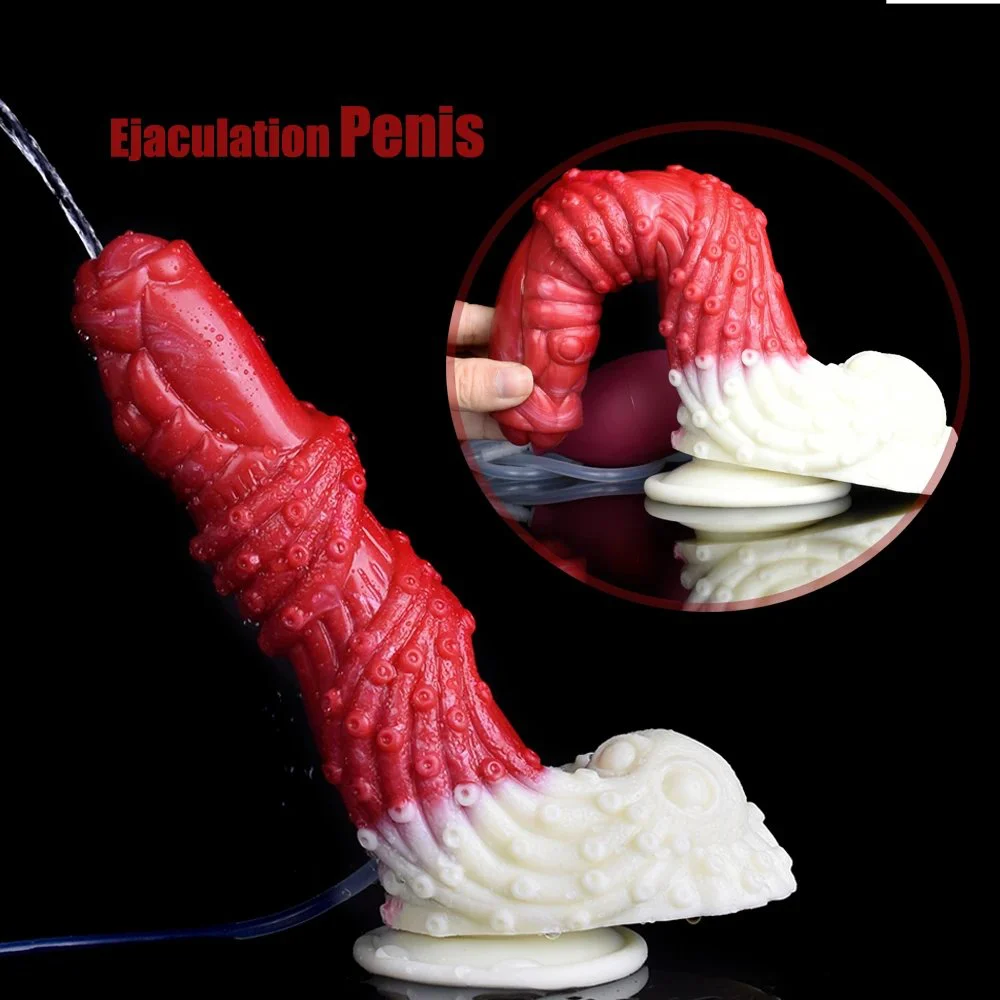 Squirting Fantasy Wolf Dildo Realistic Ejaculating Penis Squirting Masturbator for Male Female Sex Toy