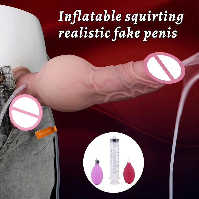 New Silicone Sex Toys with Suction Cups Simulation Skin Inflatable Squirting Long Penis Sxxy Inflatable Dildo for Couples