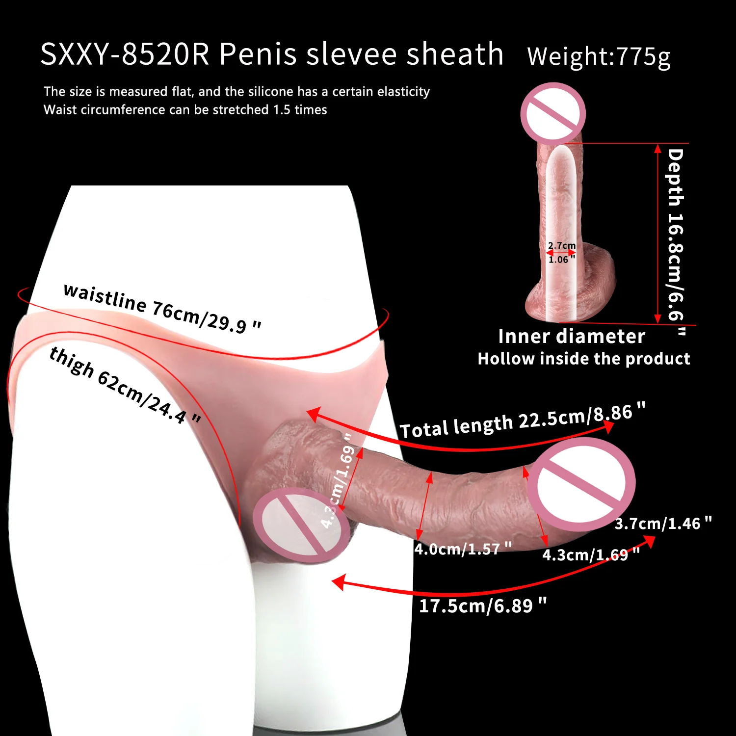 Hollow Silicone Realistic Penis Panties Wearable Dildo Underwear for Men, Two Styles Available